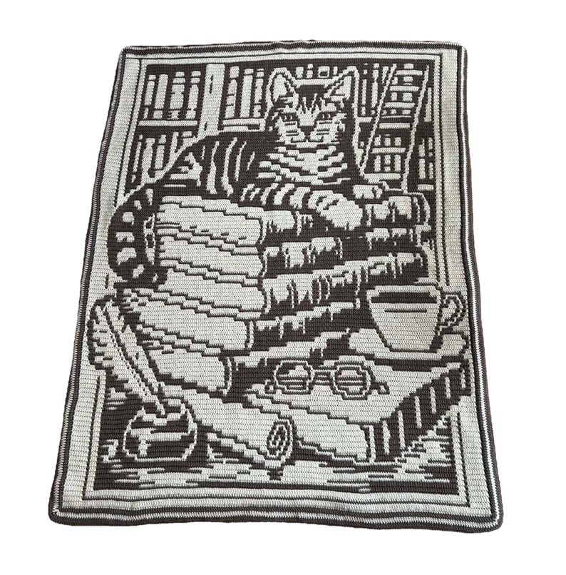 Books and Whiskers - Overlay Mosaic Blanket Crochet Pattern