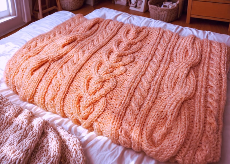 Sweetheart Baby Blanket Cable Knit PDF Pattern