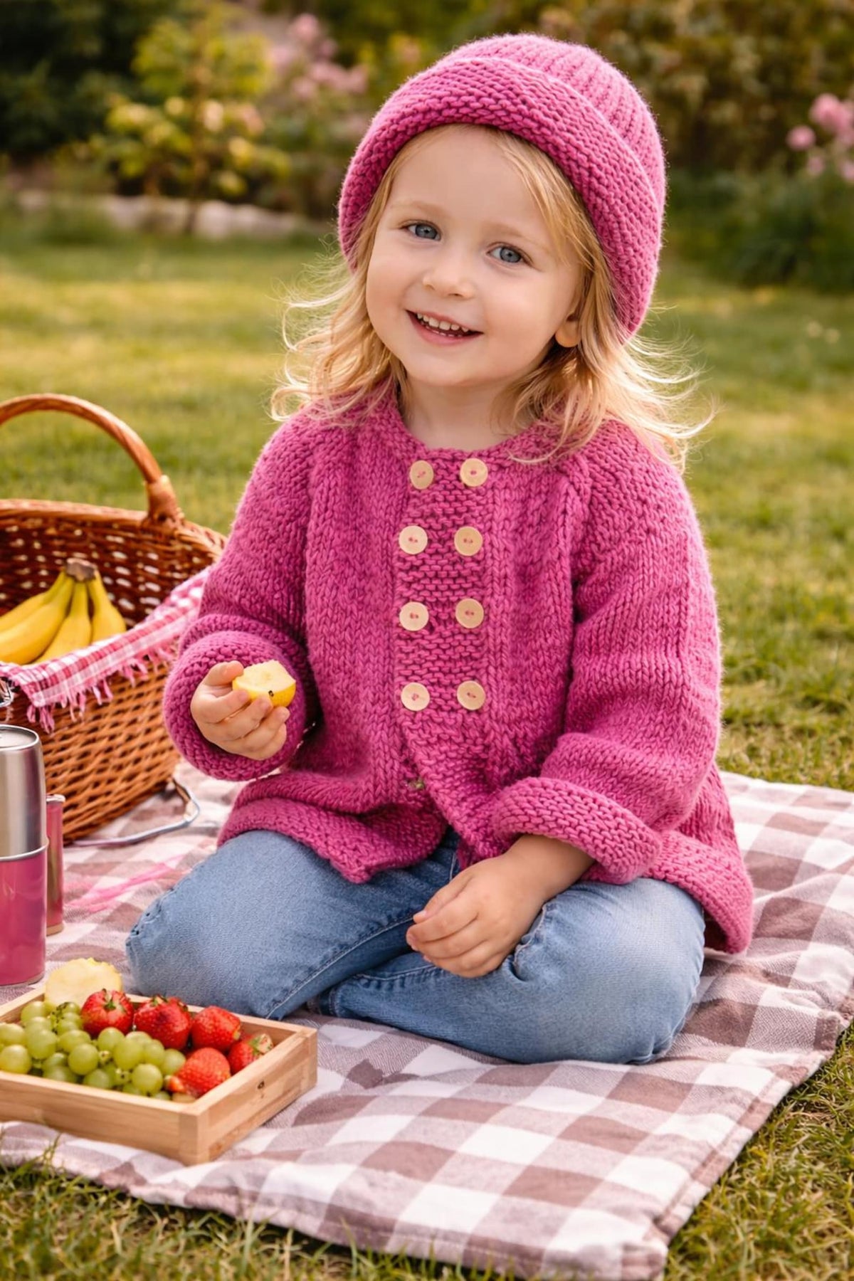 Girls Knit Cardigan Set Knitting Pattern