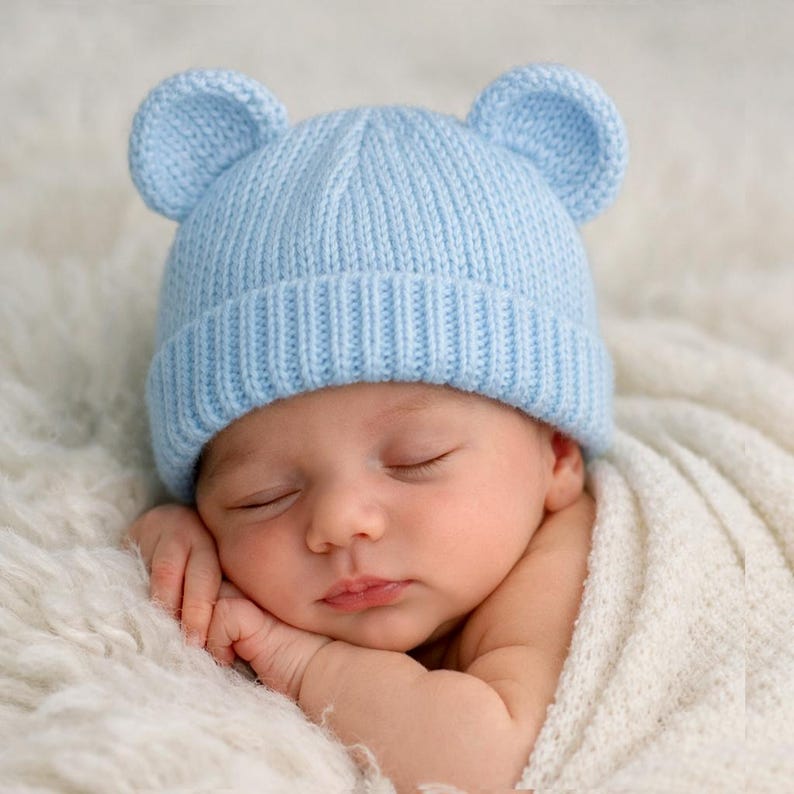 Hearts Ribbed Cardigan & Bear Hat Knitting Pattern