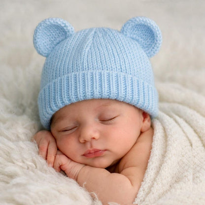 Hearts Ribbed Cardigan & Bear Hat Knitting Pattern