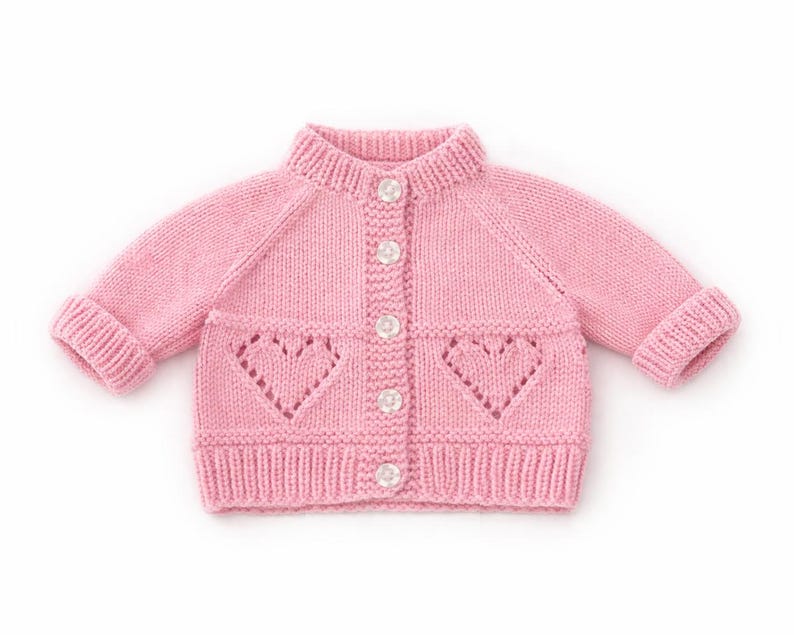 Hearts Ribbed Cardigan & Bear Hat Knitting Pattern
