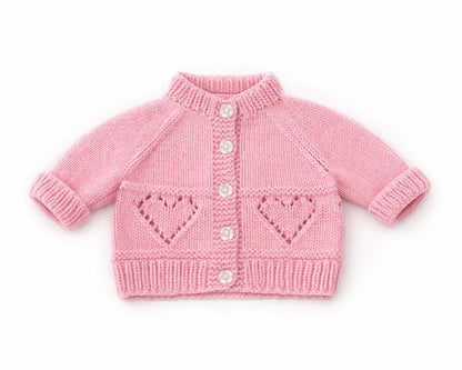 Hearts Ribbed Cardigan & Bear Hat Knitting Pattern
