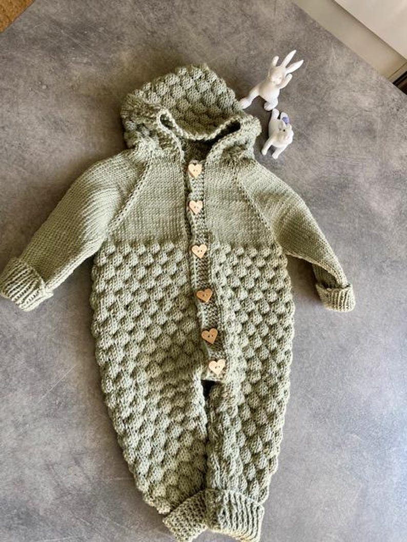 Baby Jumpsuit with Hood Knitting Pattern