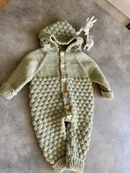 Baby Jumpsuit with Hood Knitting Pattern