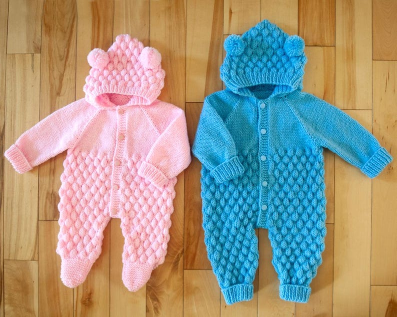 Baby Jumpsuit with Hood Knitting Pattern