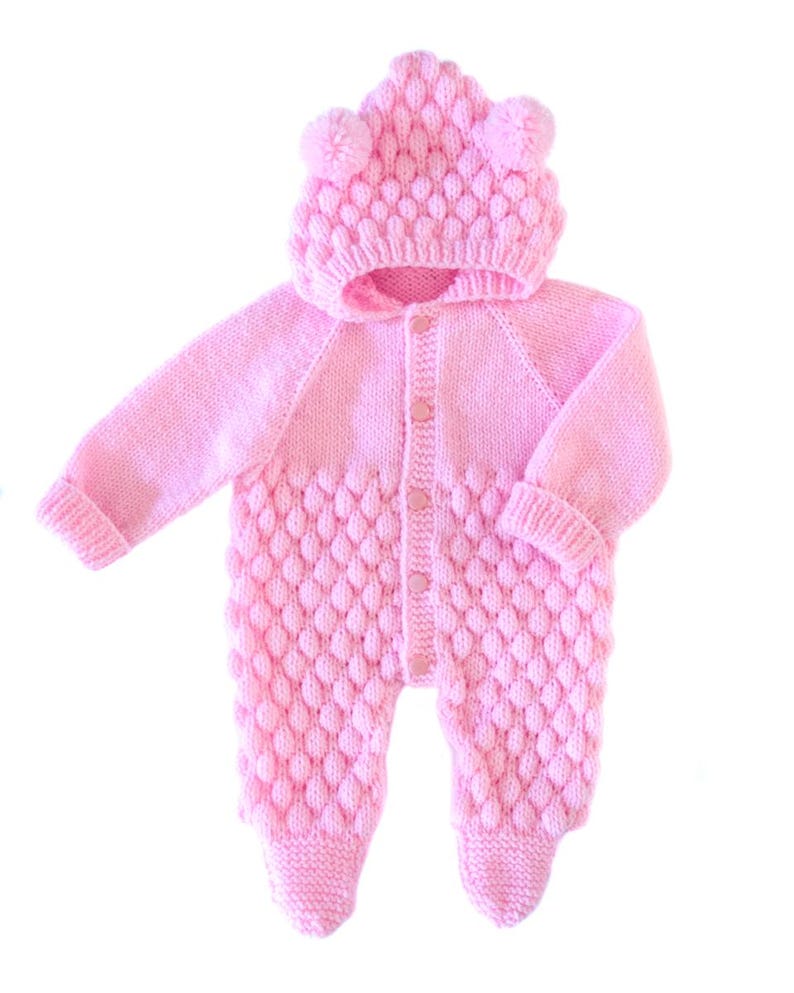 Baby Jumpsuit with Hood Knitting Pattern