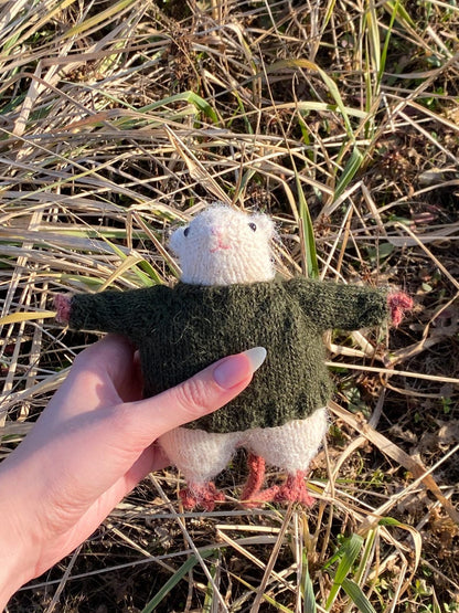 Small chonky toy plushie rat in a sweater Knitting Pattern
