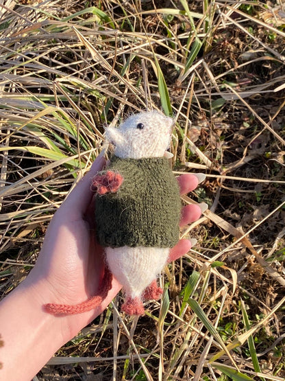 Small chonky toy plushie rat in a sweater Knitting Pattern