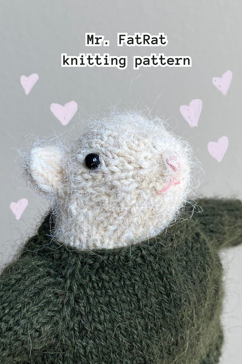 Small chonky toy plushie rat in a sweater Knitting Pattern