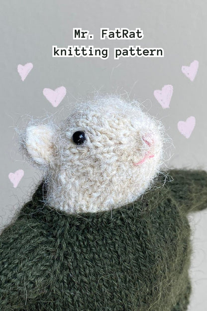 Small chonky toy plushie rat in a sweater Knitting Pattern