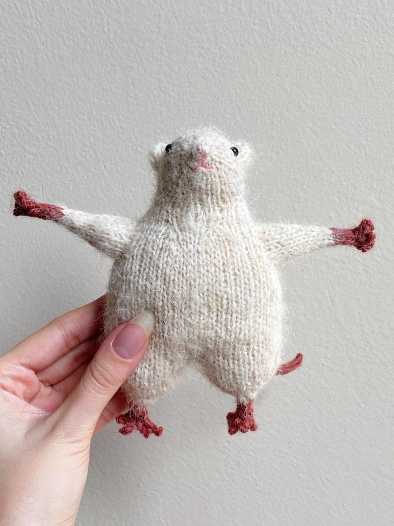 Small chonky toy plushie rat in a sweater Knitting Pattern