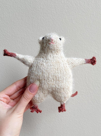 Small chonky toy plushie rat in a sweater Knitting Pattern