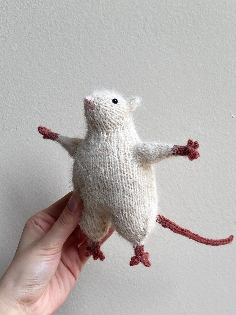 Small chonky toy plushie rat in a sweater Knitting Pattern