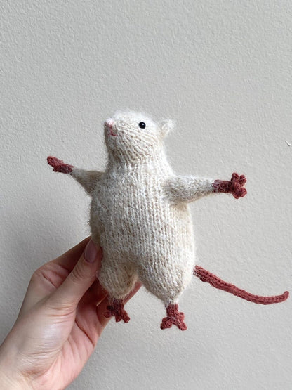 Small chonky toy plushie rat in a sweater Knitting Pattern