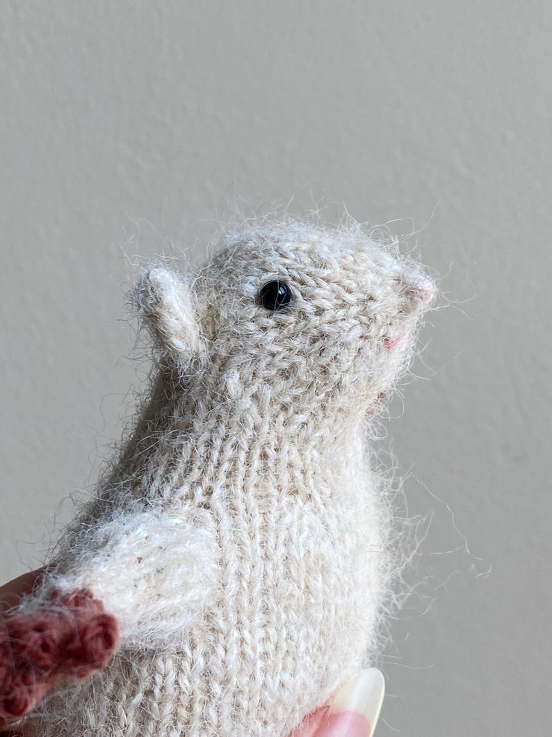 Small chonky toy plushie rat in a sweater Knitting Pattern