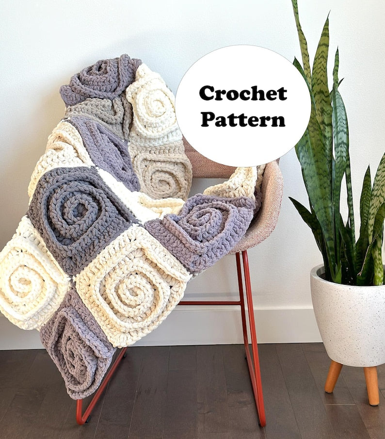 3D Swirl Motifs Crochet Plush Blanket Pattern