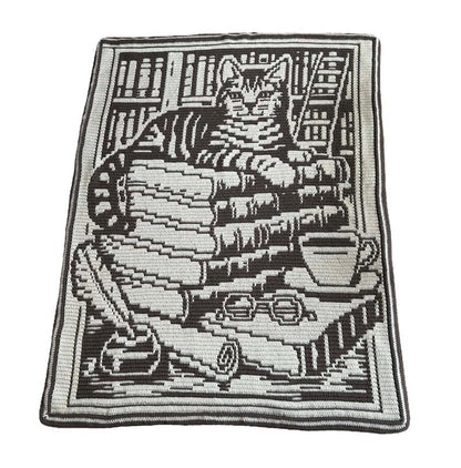 Books and Whiskers - Overlay Mosaic Blanket Crochet Pattern