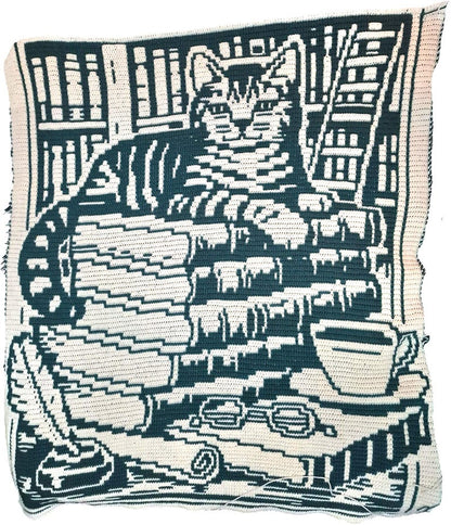Books and Whiskers - Overlay Mosaic Blanket Crochet Pattern