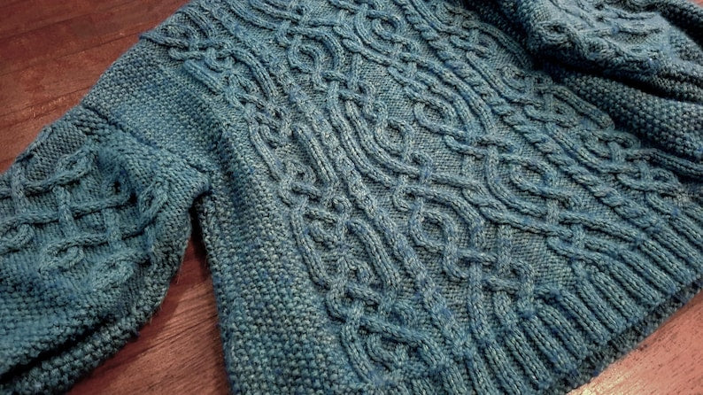 Classic Aran knitted jumper pattern