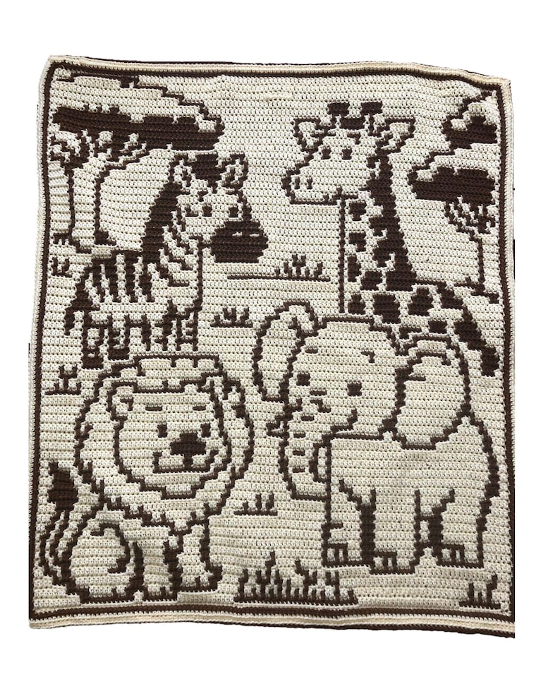 Safari Animals - Overlay Mosaic Baby Blanket Crochet Pattern