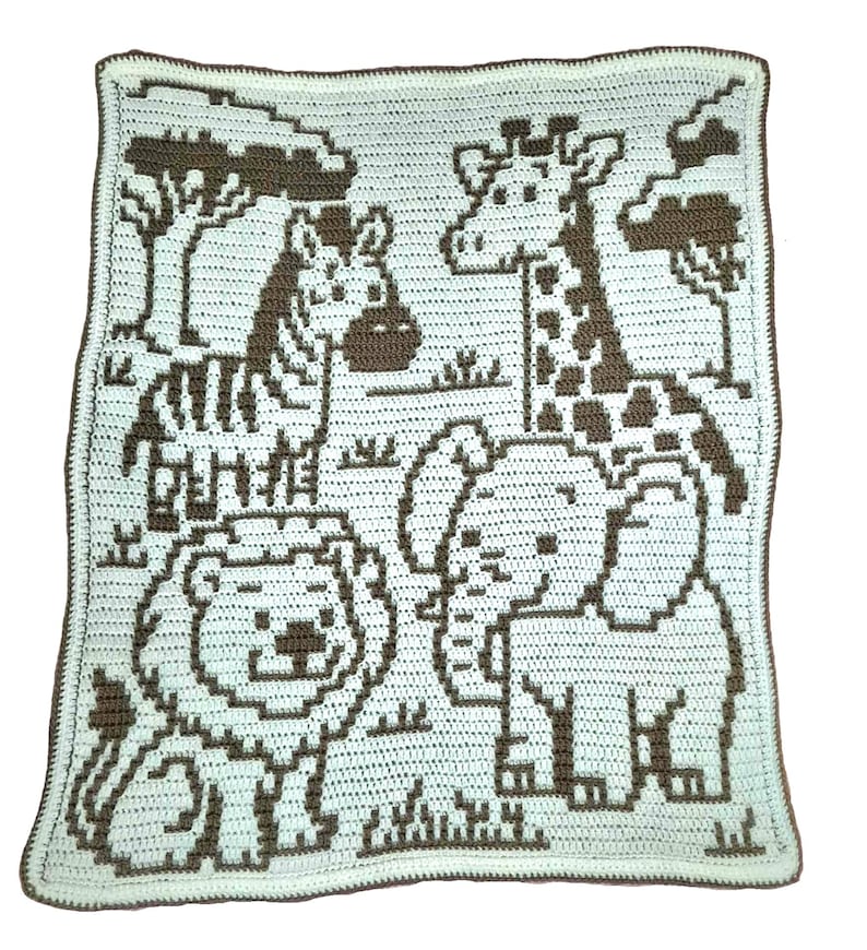 Safari Animals - Overlay Mosaic Baby Blanket Crochet Pattern