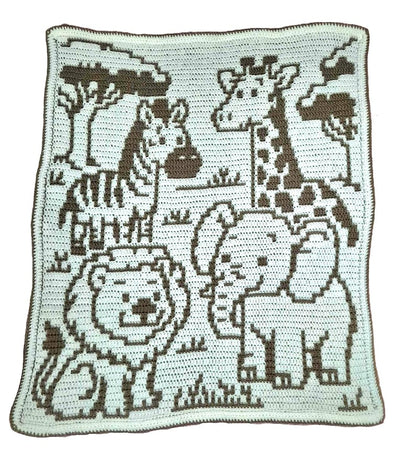Safari Animals - Overlay Mosaic Baby Blanket Crochet Pattern
