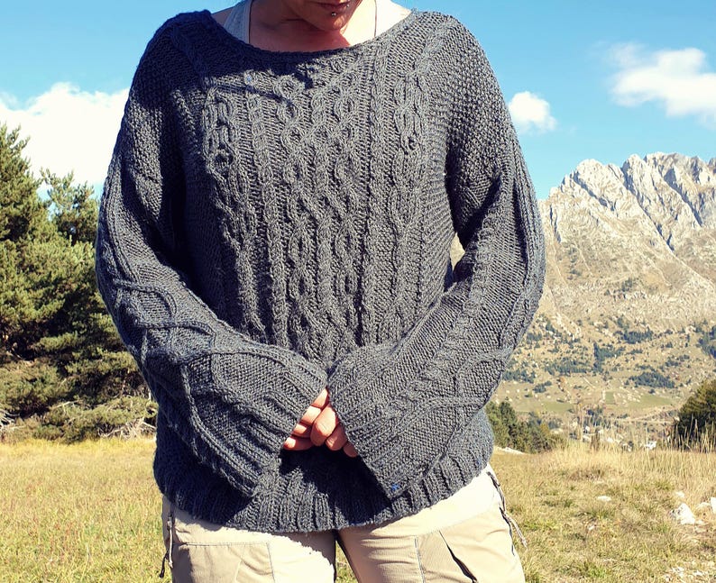 Easy Aran knitted jumper pattern