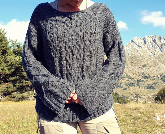 Easy Aran knitted jumper pattern