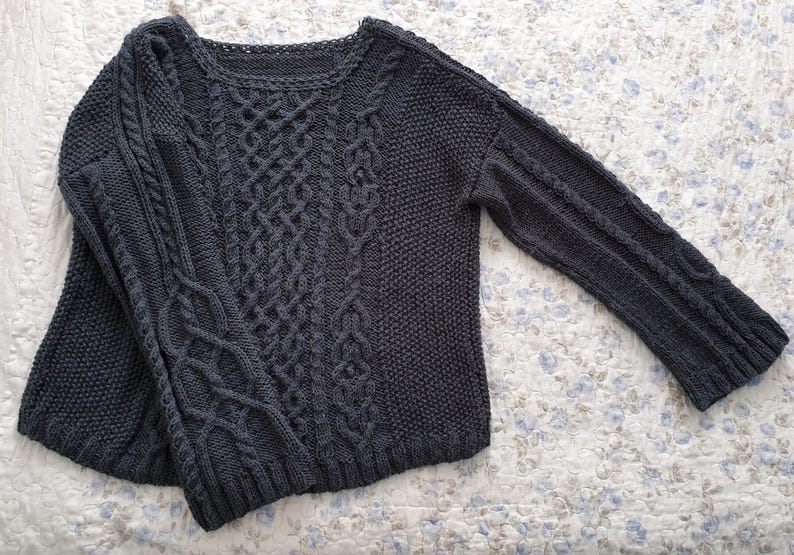Easy Aran knitted jumper pattern