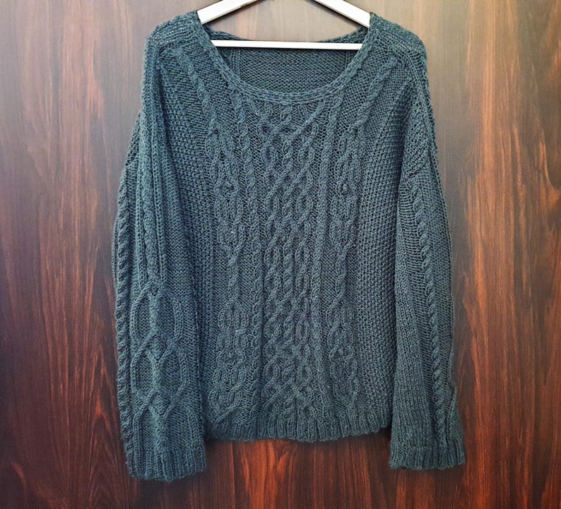 Easy Aran knitted jumper pattern