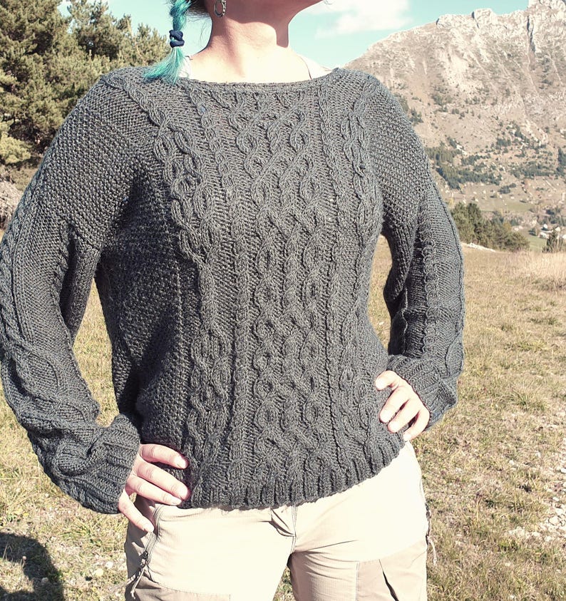 Easy Aran knitted jumper pattern