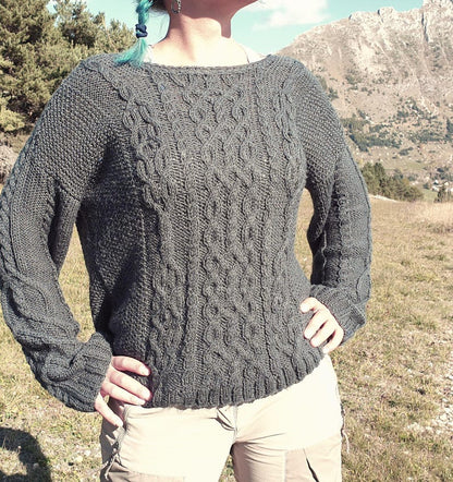 Easy Aran knitted jumper pattern