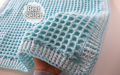 Crochet Easy Waffle Baby Blanket