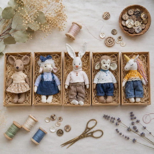 6 Inch Animal Doll Sewing 5 Tiny Toys & Clothes Patterns