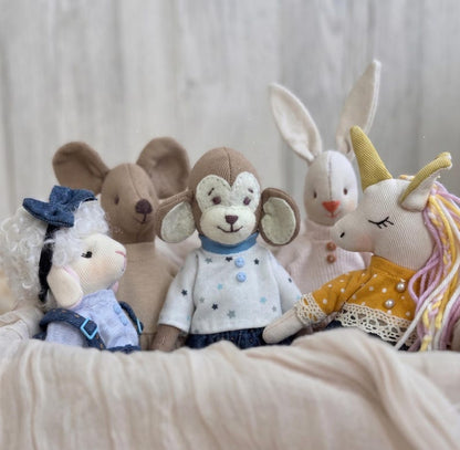 6 Inch Animal Doll Sewing 5 Tiny Toys & Clothes Patterns