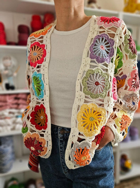 Crochet Flower Cardigan PDF Pattern