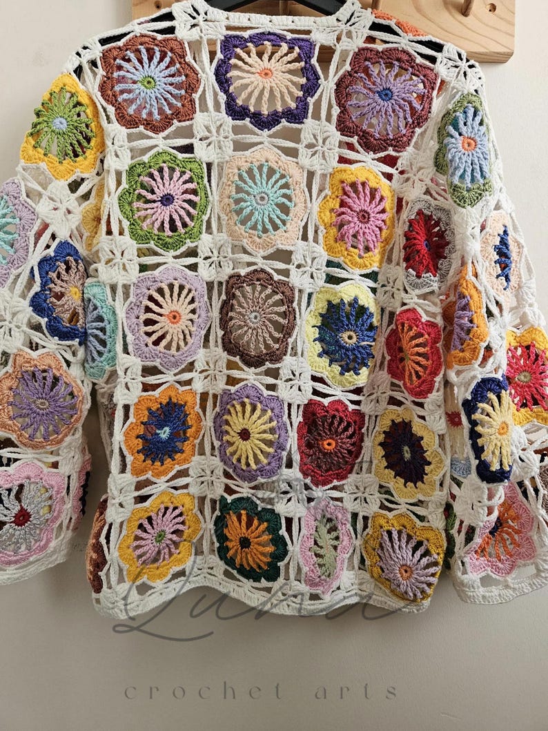 Crochet Flower Cardigan PDF Pattern
