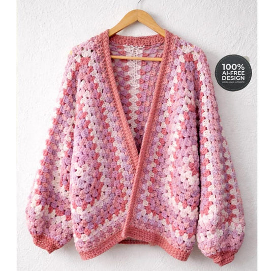 Chunky Granny Square Cardigan Crochet Pattern