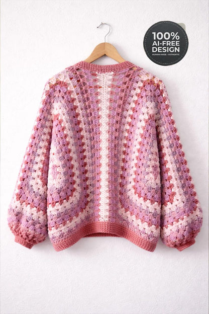 Chunky Granny Square Cardigan Crochet Pattern