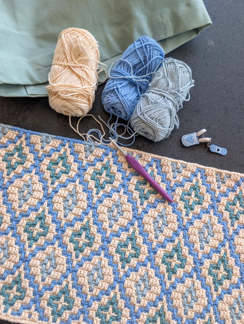 Sea Glass Mosaic Blanket Crochet Pattern