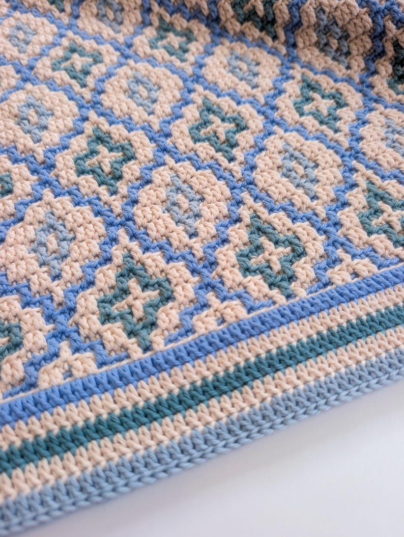 Sea Glass Mosaic Blanket Crochet Pattern