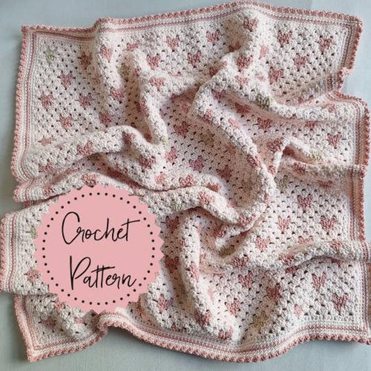 Crochet pattern Granny heart baby blanket
