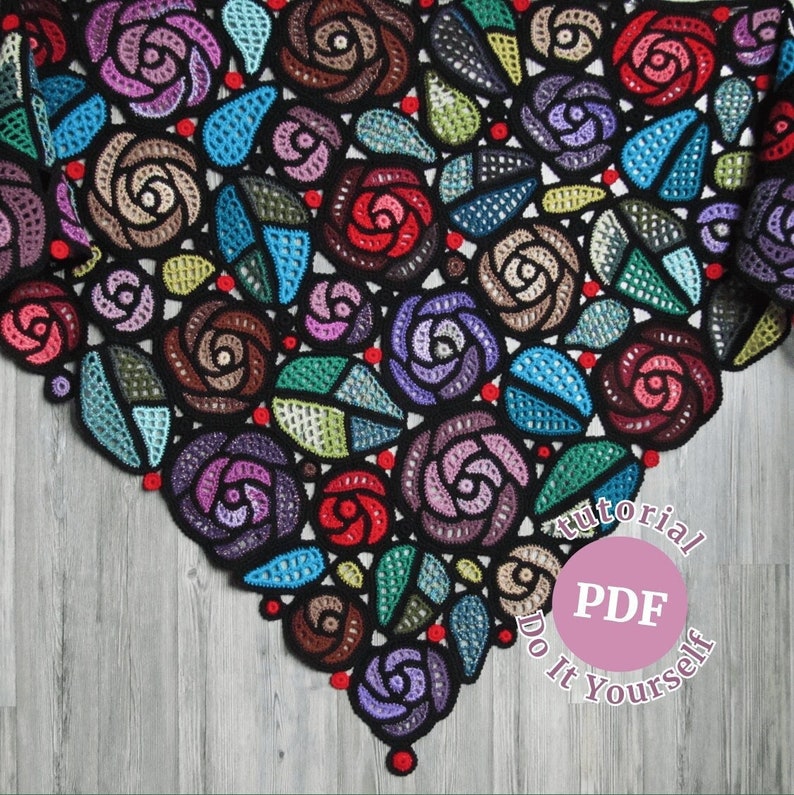 Crochet Mackintosh Roses Shawl Pattern