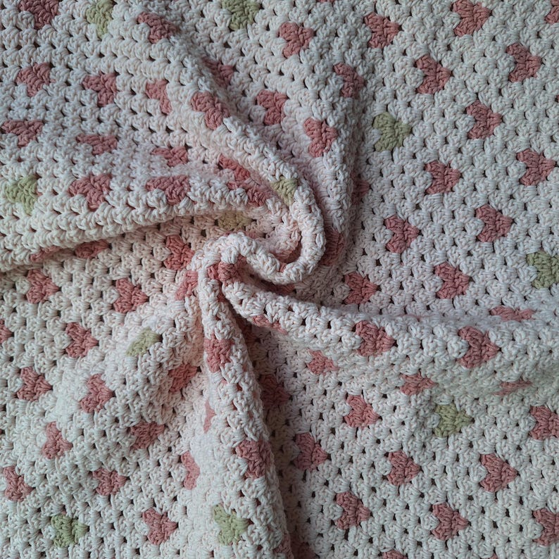 Crochet pattern Granny heart baby blanket