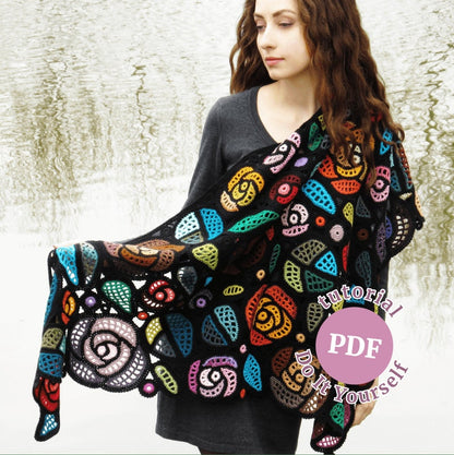 Crochet Mackintosh Roses Shawl Pattern