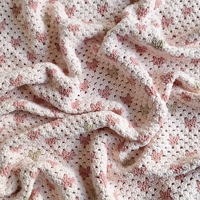 Crochet pattern Granny heart baby blanket