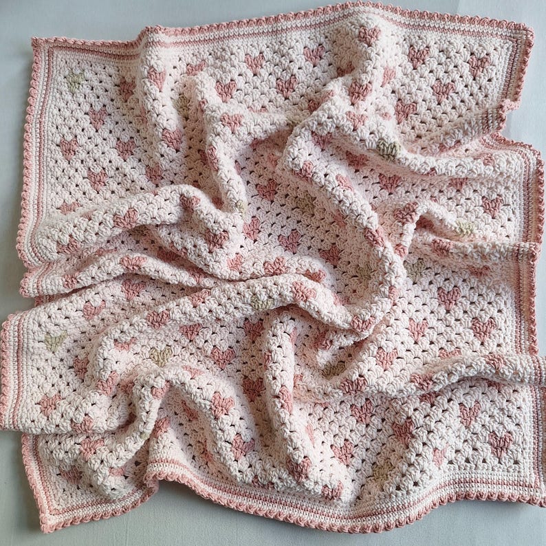 Crochet pattern Granny heart baby blanket