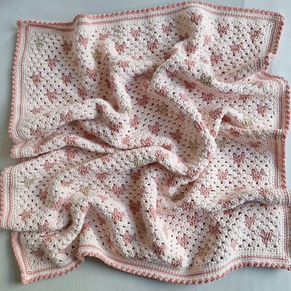 Crochet pattern Granny heart baby blanket