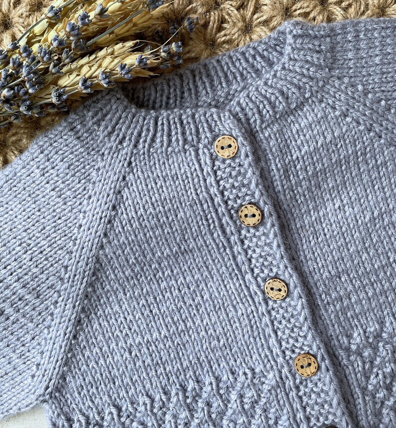 Lavender Baby Cardigan Knitting Pattern